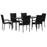 7 Piece Garden Dining Set Black Poly Rattan - Side View