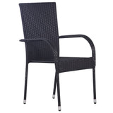 7 Piece Garden Dining Set Black Poly Rattan - 45-Degree Angle