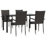5 Piece Garden Dining Set Brown Poly Rattan