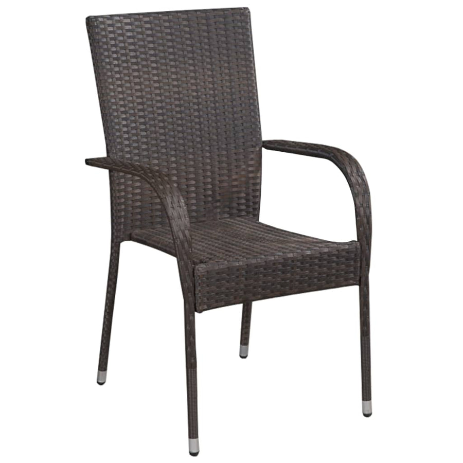 5 Piece Garden Dining Set Brown Poly Rattan