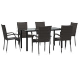 7 Piece Garden Dining Set Brown Poly Rattan - Side View
