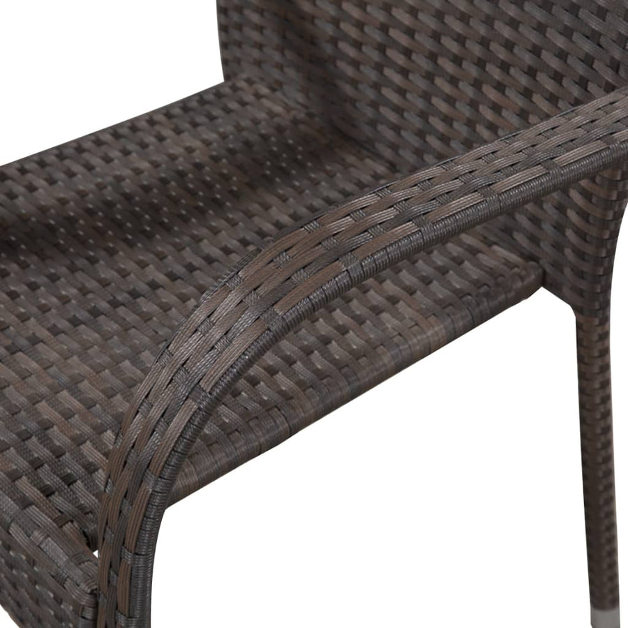 7 Piece Garden Dining Set Brown Poly Rattan