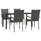 5 Piece Garden Dining Set Grey Poly Rattan - Side View