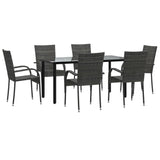 7 Piece Garden Dining Set Grey Poly Rattan - Side View