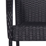 7 Piece Garden Dining Set Black Poly Rattan - Close-Up Angle