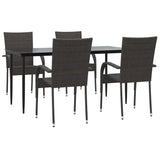 5 Piece Garden Dining Set Brown Poly Rattan - Side View