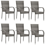 7 Piece Garden Dining Set Grey Poly Rattan