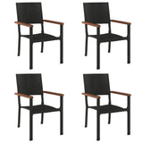 5 Piece Garden Dining Set Black Poly Rattan - Top-Down View