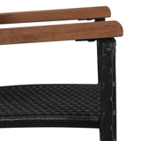 7 Piece Garden Dining Set Black Poly Rattan - Rear View