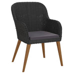 5 Piece Garden Dining Set with Cushions Black