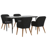 5 Piece Garden Dining Set with Cushions Black