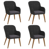 5 Piece Garden Dining Set with Cushions Black