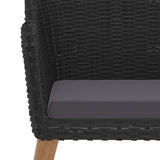 5 Piece Garden Dining Set with Cushions Black - Rear View