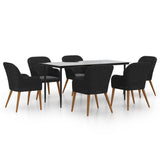 7 Piece Garden Dining Set with Cushions Black