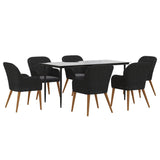 7 Piece Garden Dining Set with Cushions Black - Side View