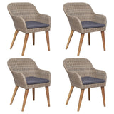 5 Piece Garden Dining Set with Cushions Brown - Top-Down View