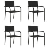 5 Piece Garden Dining Set Black Poly Rattan - Side View