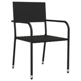 5 Piece Garden Dining Set Black Poly Rattan - Top-Down View