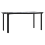 5 Piece Garden Dining Set Black Poly Rattan - Low Angle