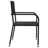 7 Piece Garden Dining Set Black Poly Rattan - Rear View