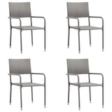 5 Piece Garden Dining Set Grey Poly Rattan - Side View