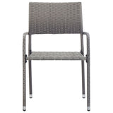 5 Piece Garden Dining Set Grey Poly Rattan - 45-Degree Angle