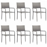 7 Piece Garden Dining Set Grey Poly Rattan - Side View