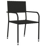 5 Piece Garden Dining Set Black Poly Rattan - Top-Down View