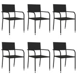 7 Piece Garden Dining Set Black Poly Rattan - Side View