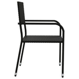 7 Piece Garden Dining Set Black Poly Rattan - Rear View