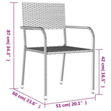 5 Piece Garden Dining Set Grey Poly Rattan - Extra Image