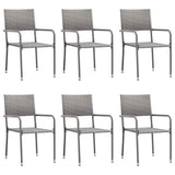 7 Piece Garden Dining Set Grey Poly Rattan - Front View