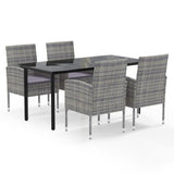 5 Piece Garden Dining Set with Cushions Anthracite Poly Rattan - Front View