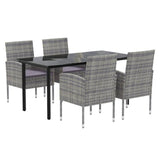 5 Piece Garden Dining Set with Cushions Anthracite Poly Rattan - Side View
