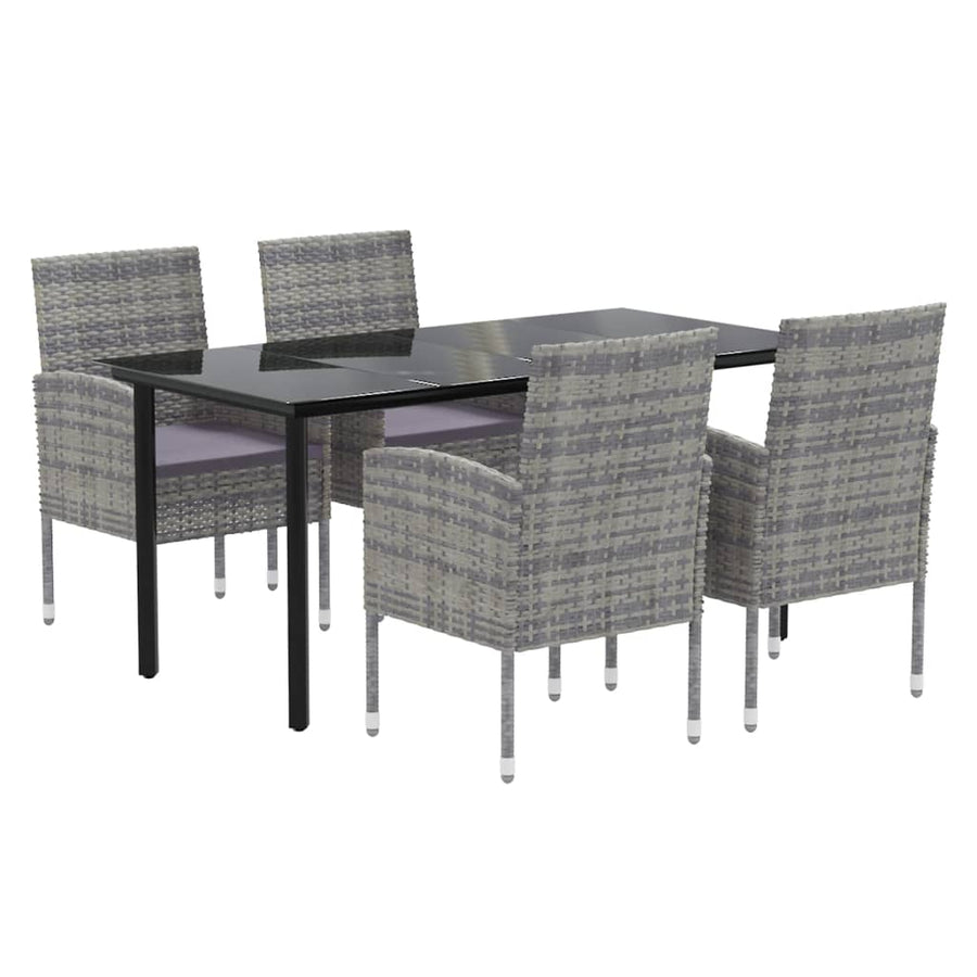 5 Piece Garden Dining Set with Cushions Anthracite Poly Rattan