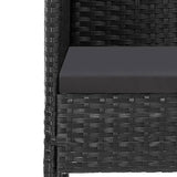 5 Piece Garden Dining Set with Cushions Black Poly Rattan - Rear View