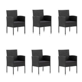 7 Piece Garden Dining Set with Cushions Black Poly Rattan - Top-Down View