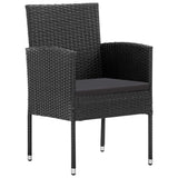 7 Piece Garden Dining Set with Cushions Black Poly Rattan - 45-Degree Angle