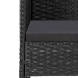 7 Piece Garden Dining Set with Cushions Black Poly Rattan - Rear View