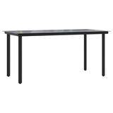 7 Piece Garden Dining Set with Cushions Black Poly Rattan - Close-Up Angle