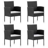 5 Piece Garden Dining Set with Cushions Black Poly Rattan - Top-Down View