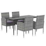 5 Piece Garden Dining Set with Cushions Anthracite Poly Rattan - Side View