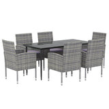 7 Piece Garden Dining Set with Cushions Anthracite Poly Rattan - Side View