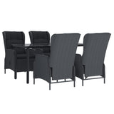 5 Piece Garden Dining Set Dark Grey Poly Rattan - Side View