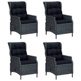 5 Piece Garden Dining Set Dark Grey Poly Rattan - Top-Down View