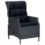 5 Piece Garden Dining Set Dark Grey Poly Rattan - 45-Degree Angle