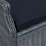 5 Piece Garden Dining Set Dark Grey Poly Rattan - Close-Up Angle