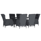 7 Piece Garden Dining Set Dark Grey Poly Rattan - Side View