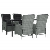 5 Piece Garden Dining Set Light Grey Poly Rattan