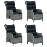 5 Piece Garden Dining Set Light Grey Poly Rattan